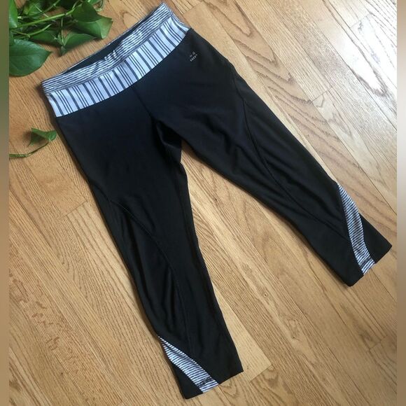 RBX Cropped Leggings Black White Stripe S - Picture 2 of 5